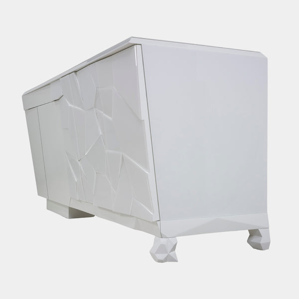 OurSense White High Gloss Tortoise Sideboard