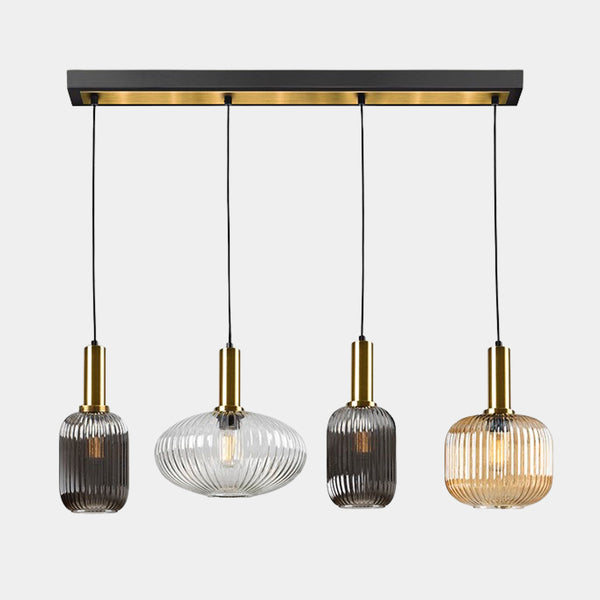 Farera Adjustable Clear, Amber & Shimmered Smoked Grey Suspension Light