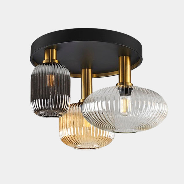 Farera Clear, Amber & Shimmered Smoked Grey Ceiling Light