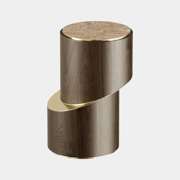 The Private Label Absolute Side Table: Light Emperador Marble and Aged Brass
