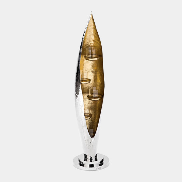 Furacao Hammered Silver & Gold Storm Lamp with Glass