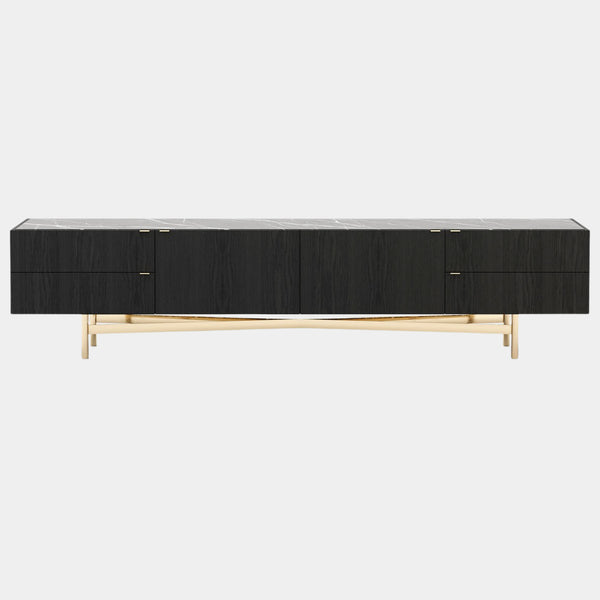 Giorgio Nero Marquina Marble TV Base with Drawers