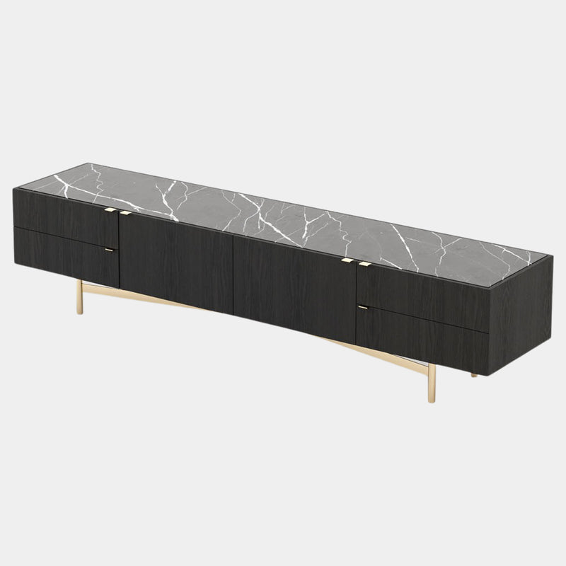 Giorgio Nero Marquina Marble TV Base with Drawers