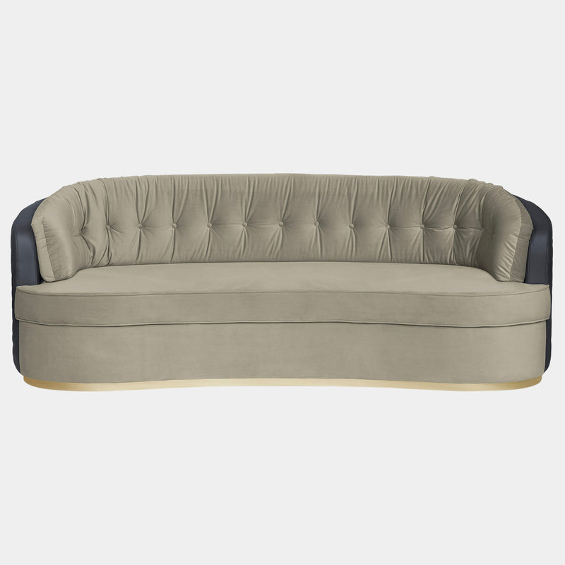 Giovanni Brass, Leather & Velvet Stiched Sofa