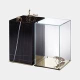 Glass, Marble & Cast Brass Oversized Side Table with Gold Scorpions
