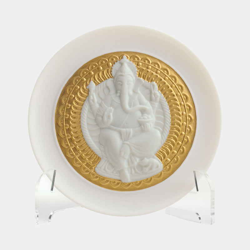 Golden Lustre Lord Ganesha Decorative Plate