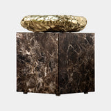 Hammered Brass Luxury Side Table with Marble