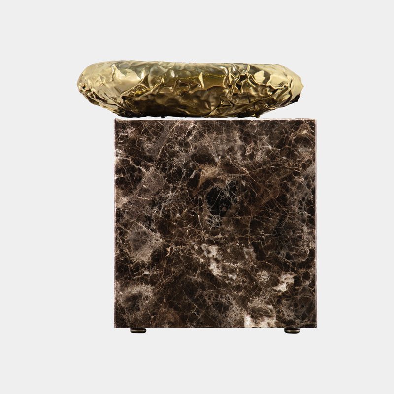 Hammered Brass Luxury Side Table with Marble