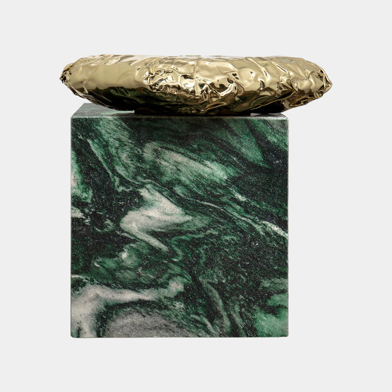 Hammered Brass Luxury Side Table with Marble