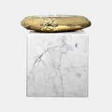 Hammered Brass Luxury Side Table with Marble