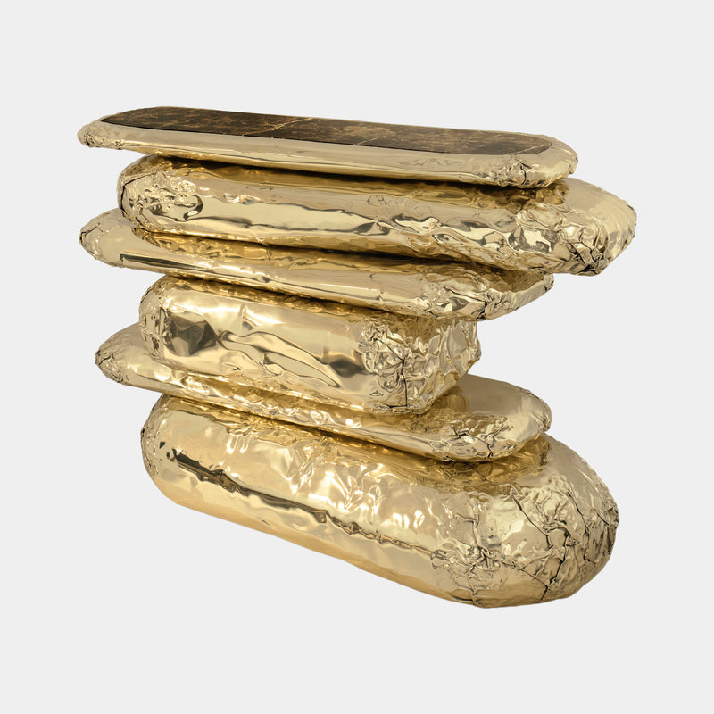 Hammered Crushed Brass Luxury Console