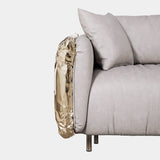 Hammered Crushed Brass Luxury Sofa with Crinkled Upholstery