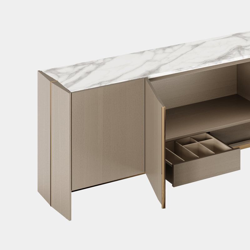 The Private Label Everson Sideboard With Oak Veneer & Brass Details
