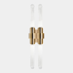 Celeste Wall Lamp: Gold-Plated Brass & Crystal Glass Ribbed Cylinders