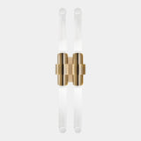Celeste Wall Lamp: Gold-Plated Brass & Crystal Glass Ribbed Cylinders