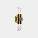 Gold & Crystal Fireplace Sconce with Ribbed Design - Celeste