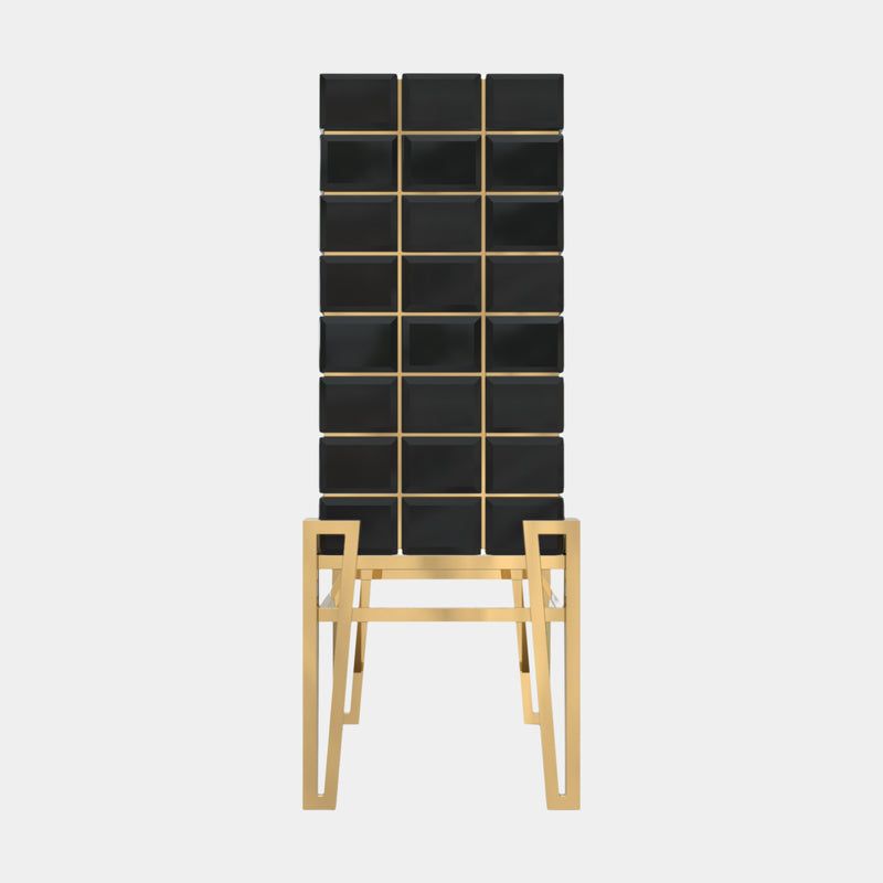 Hive Black Lacquer & Golden Brass Luxury Bar Cabinet