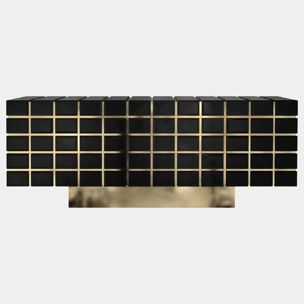 Hive Black Lacquer & Golden Brass Luxury Sideboard