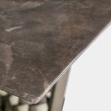 Honeycomb Gunmetal Dining Table with Marble Top