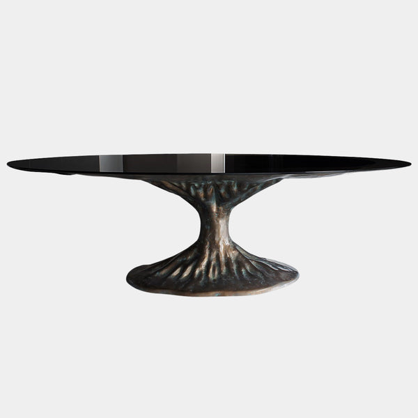 Impress Capture Outdoor Glass & Bronze Fibreglass Oval Dining Table