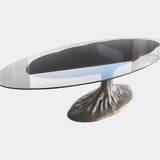 Impress Capture Outdoor Glass & Bronze Fibreglass Oval Dining Table