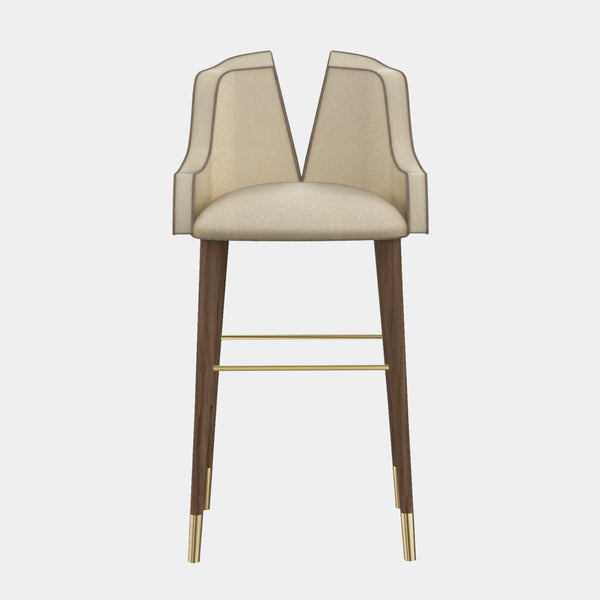 Infinity Luxury Walnut Bar Chair with Polished Brass Detailing