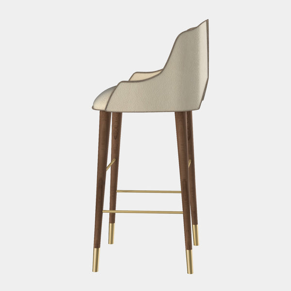 Infinity Luxury Walnut Bar Chair with Polished Brass Detailing