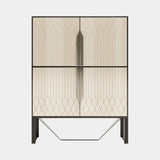 Italian Rocco Cabinet with Metal Detailing: matt beige taupe lacquer with polished brass details