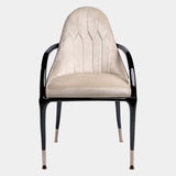 Visionnaire's Jera Padded Chair: A modern masterpiece for the discerning homeowner. This Italian-designed chair features a unique organic shape, luxurious quilted velvet upholstery with contrasting leather accents, and a customizable metal finish for a touch of personalised luxury.