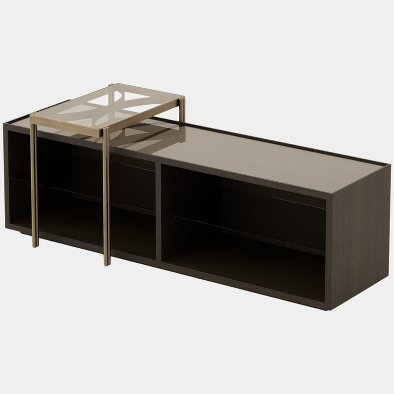 Kensington Low Console Table with Bronze Glass Top