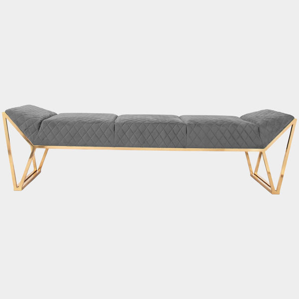 Liberty Ottoman with Golden Brass & Grey Velvet