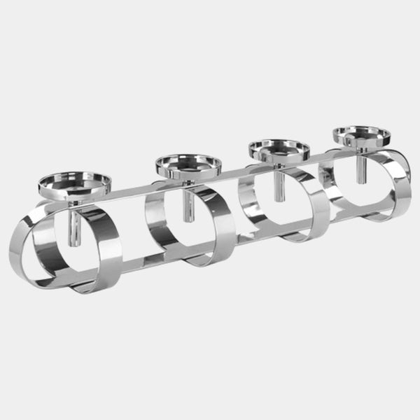 Long Wilton Curved Silver Candle Holder