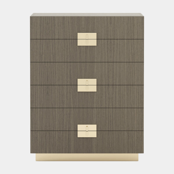 Lubar Aged Oak Tallboy with Six Drawers