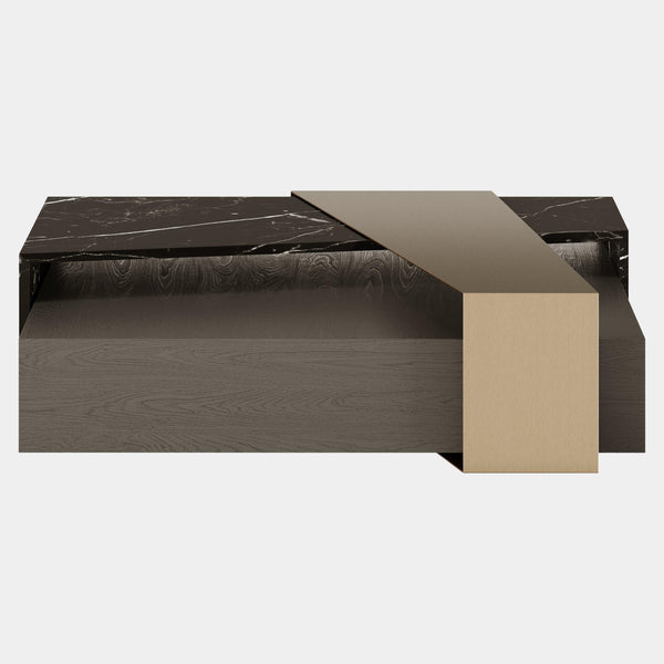 The Private Label Philip Centre Table with Luxe Oak Marble & Brushed Brass