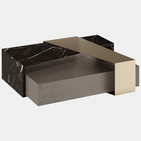 The Private Label Philip Centre Table with Luxe Oak Marble & Brushed Brass