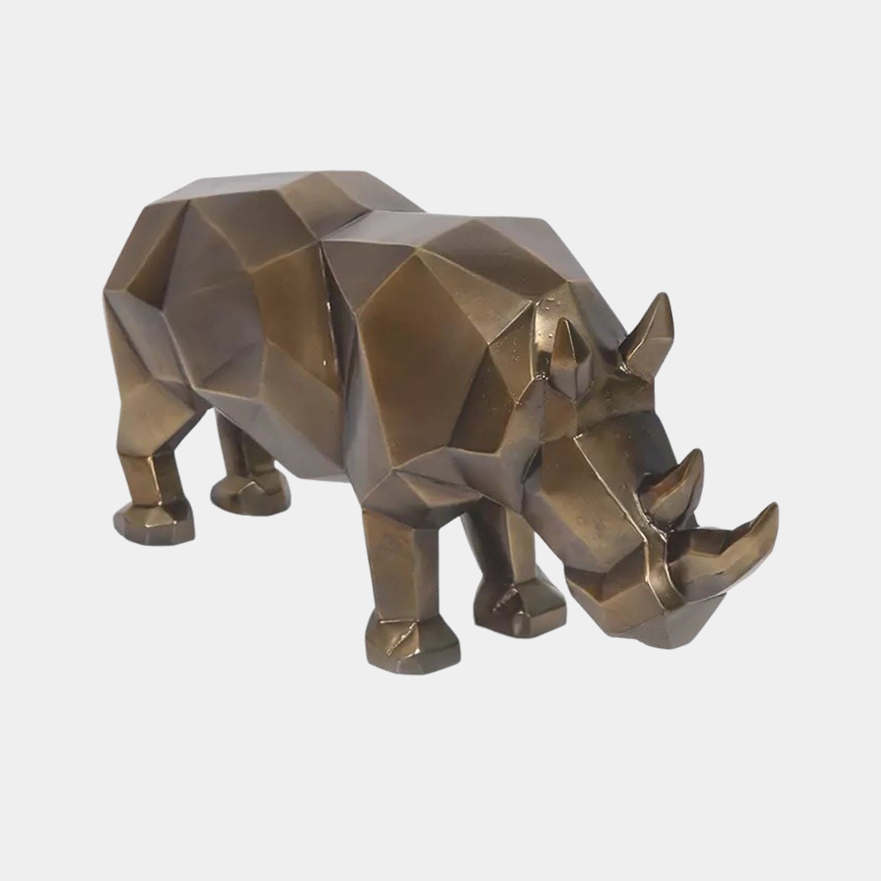 Luxury Bronzage Rhinoceros Statue | Touched Interiors