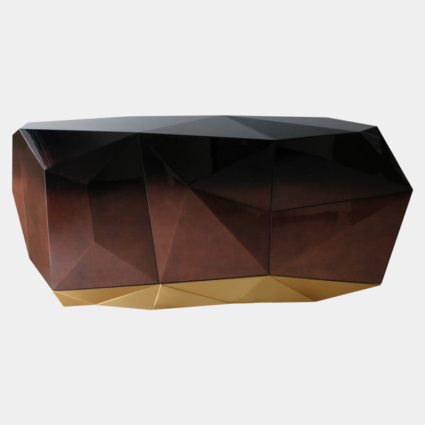 Luxury Faceted High Gloss Sideboard with Gold Leaf Detailing