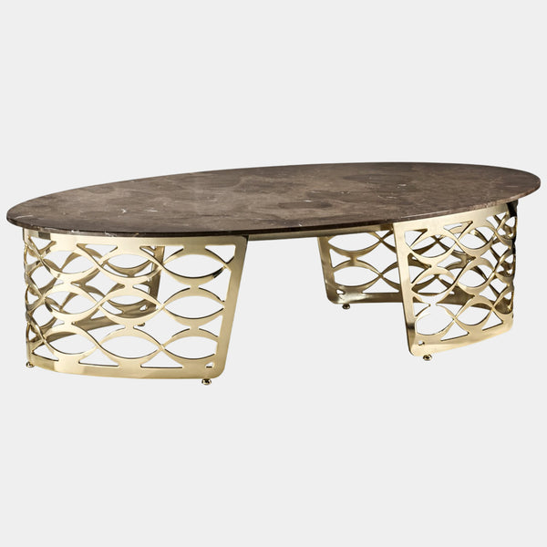 Luxury Oval Italian Coffee Table with Marble Top