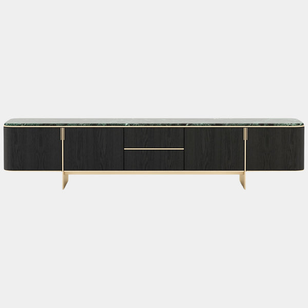 Marino Forest Green Marble TV Cabinet with Golden Detailing