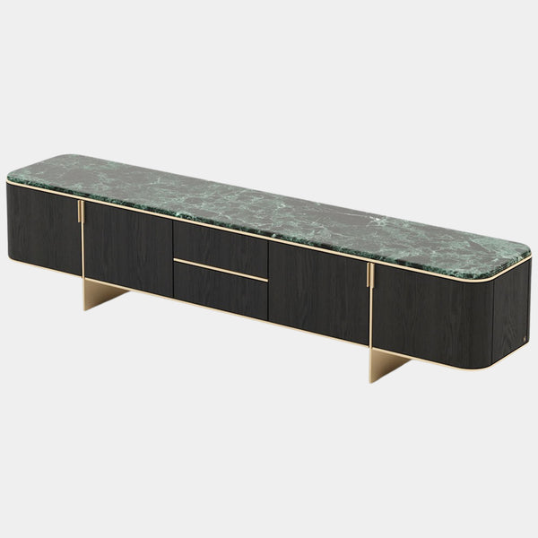Marino Forest Green Marble TV Cabinet with Golden Detailing