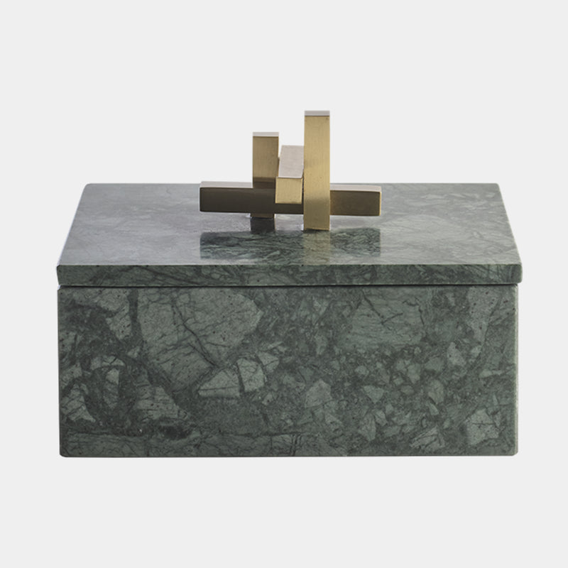 Metropolis Box Rectangle Foresta Marble & Brass