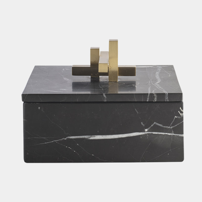 Metropolis Box Rectangle Nero Marble & Brass