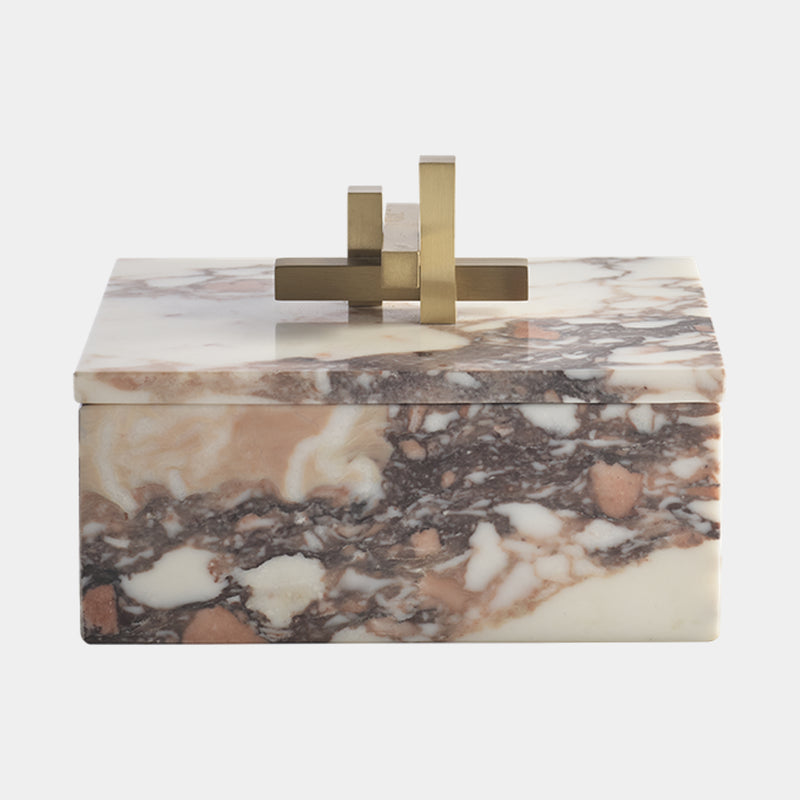 Metropolis Box Rectangle Viola Marble & Brass