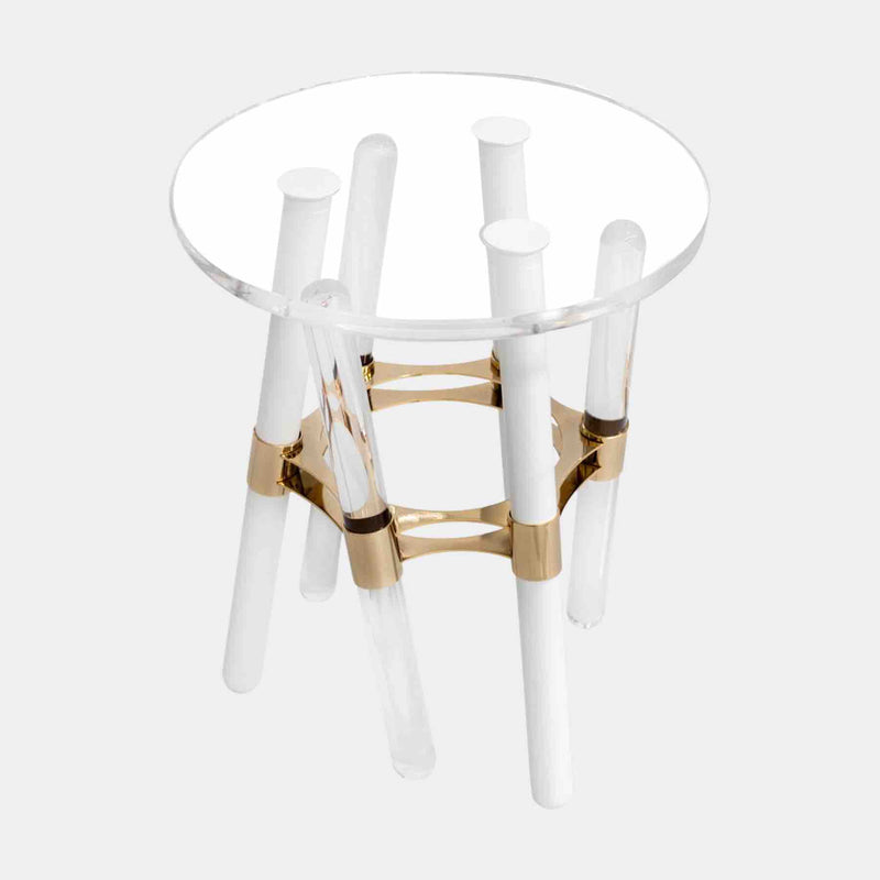 Houdini Clear Outdoor Side Table with Golden Details