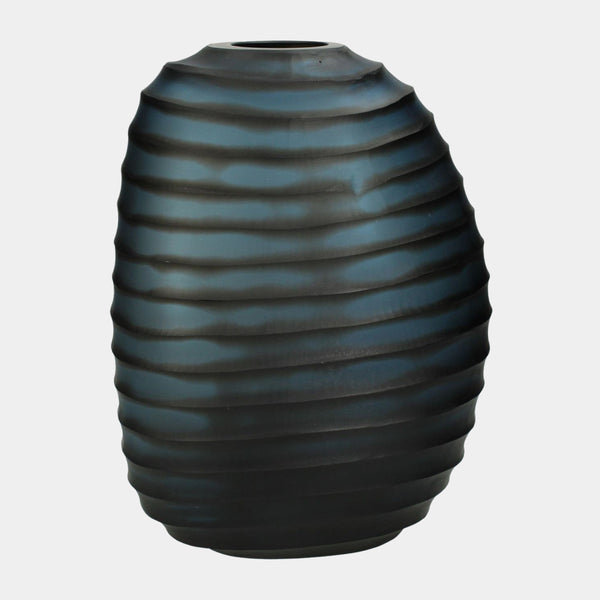 Molten Deep Blue Standing Glass Vase