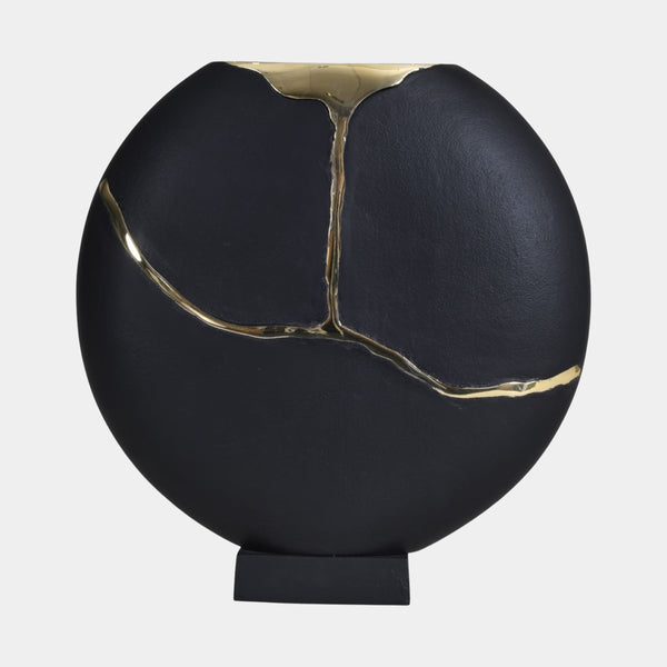 Molten Luxury Moon Vase with Gold Lava Detail