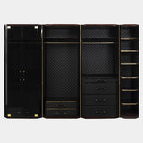 Monticello Modular Gold, Walnut Root & Leather Luxury Closet