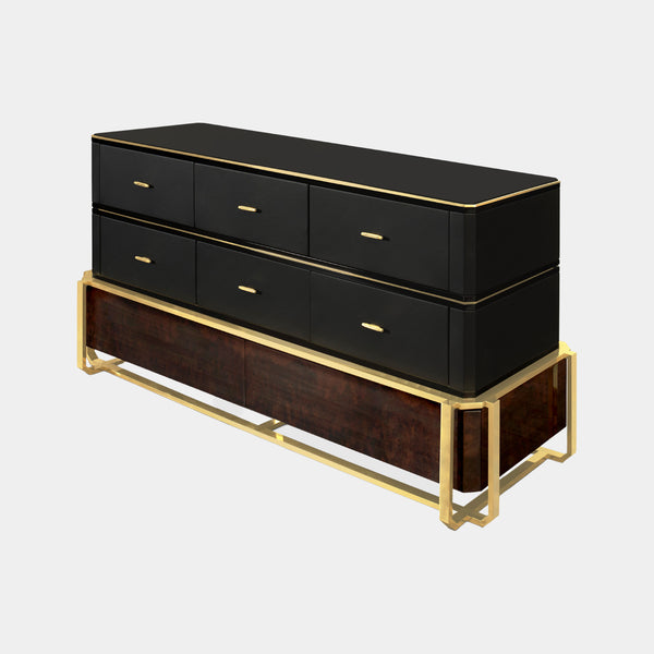 Monticello Walnut Root & Golden Brass Dresser