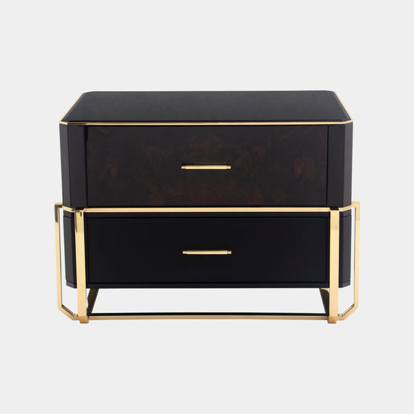 Monticello Walnut Root & Golden Brass Nightstand