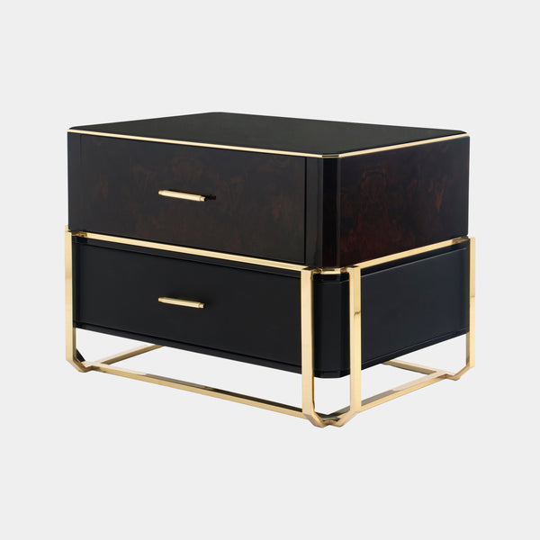 Monticello Walnut Root & Golden Brass Nightstand